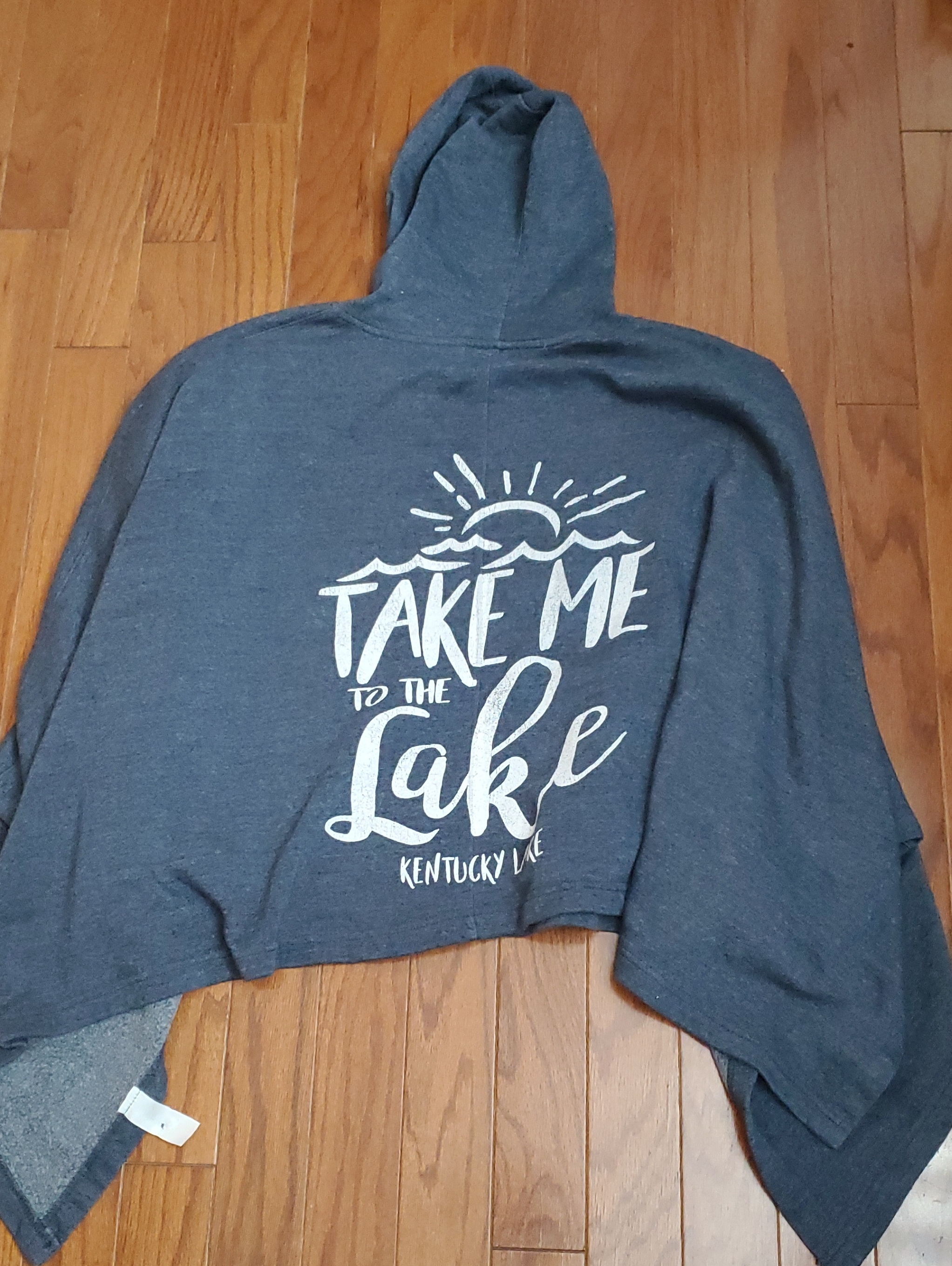 Mv Sport Blue Oversized Take Me To The Lake Hooded Fleece Poncho One Size